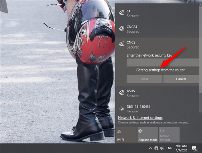 Windows 10 は WPS を使用してルーター設定を取得します