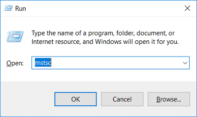 Windows キー + R を押してから、「mstsc」と入力して Enter | キーを押します。 Windows 10 でリモート デスクトップ接続をセットアップする方法
