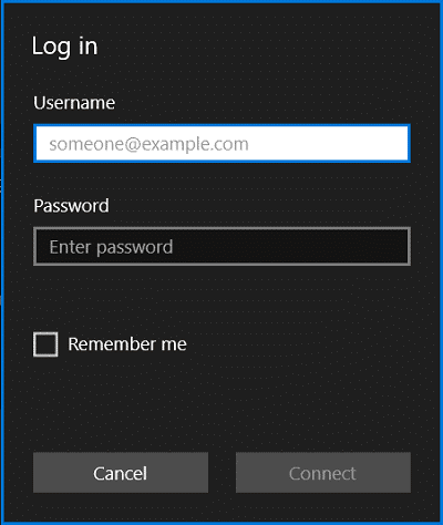 PC のユーザー名とパスワードを入力し、Enter キーを押します