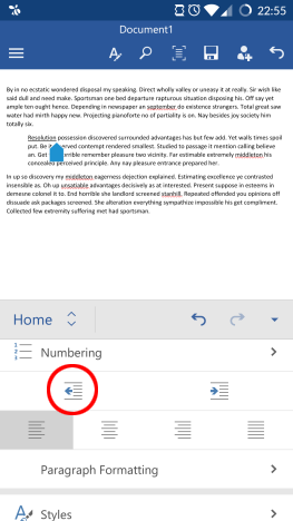 Android、Microsoft、Office、Word、段落、フォーマット、テキスト、スタイル、編集、オプション