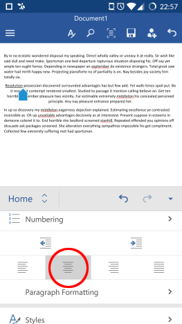 Android、Microsoft、Office、Word、段落、フォーマット、テキスト、スタイル、編集、オプション