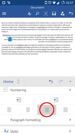 Android、Microsoft、Office、Word、段落、フォーマット、テキスト、スタイル、編集、オプション