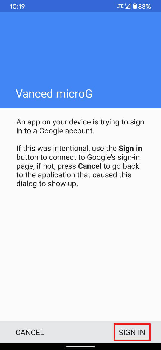 YouTube Vanced を開き、Google アカウントでサインインします。