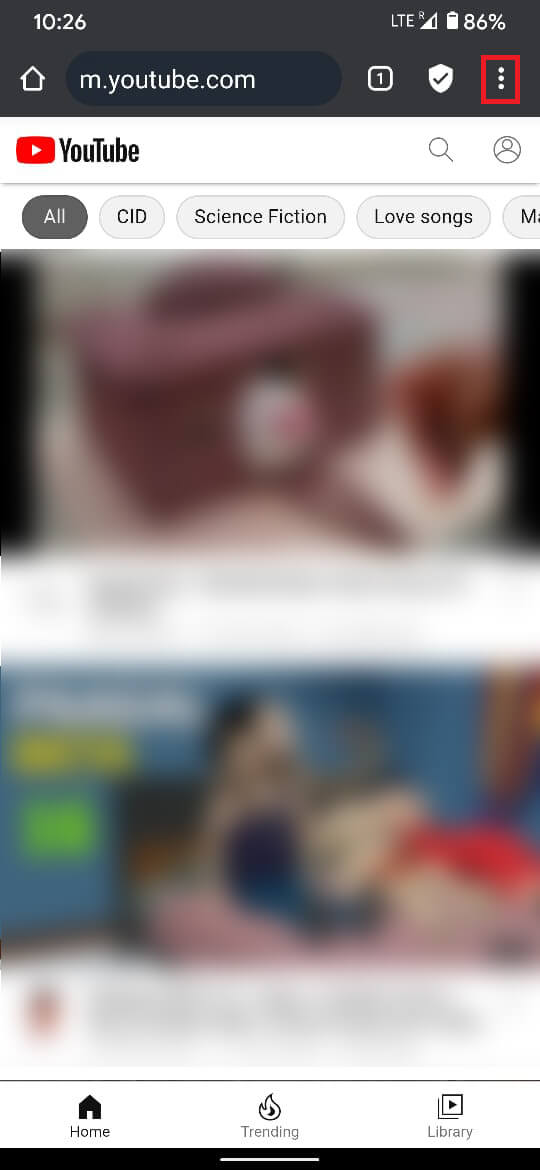 上部にある 3 つのドットをタップして、ページ オプションを表示します。