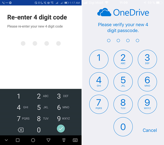 OneDrive for Android または iOS でパスワードを確認する