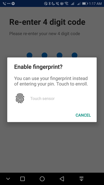 OneDrive for Android で指紋を有効にする