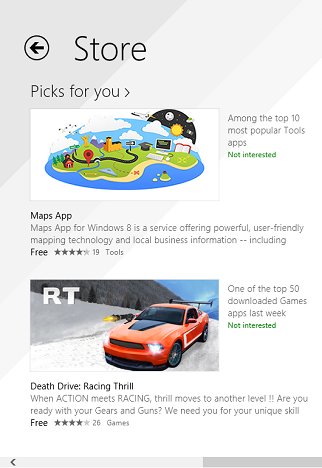 Windows 8.1、アプリケーション、ストア、設定、アクセシビリティ、言語、推奨事項
