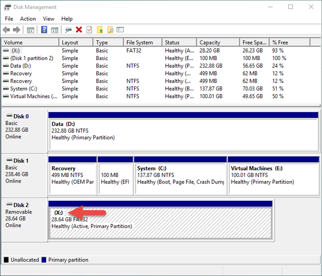 ディスクの管理、Windows、ドライブ文字