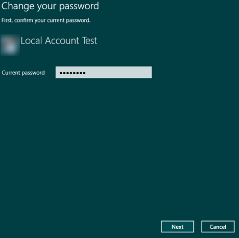 Windows 8.1、PC 設定、ユーザー、アカウント、ローカル、パスワード、変更