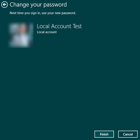 Windows 8.1、PC 設定、ユーザー、アカウント、ローカル、パスワード、変更