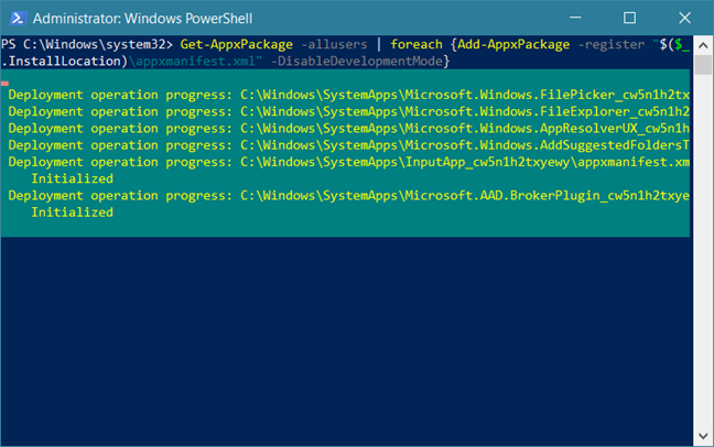 Windows 10、PowerShell、アプリの再インストール