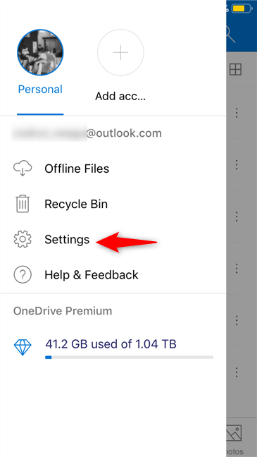 OneDrive for iOS アプリの設定