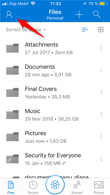 iPhone の設定アプリ