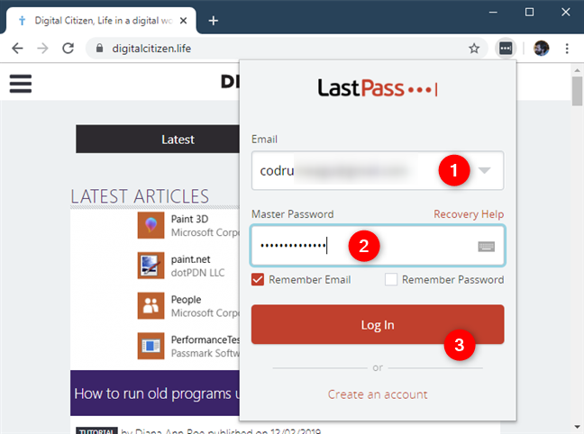 LastPass クレデンシャルの入力
