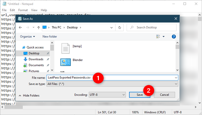 CSV ファイル タイプを使用してテキスト ファイルを保存します。