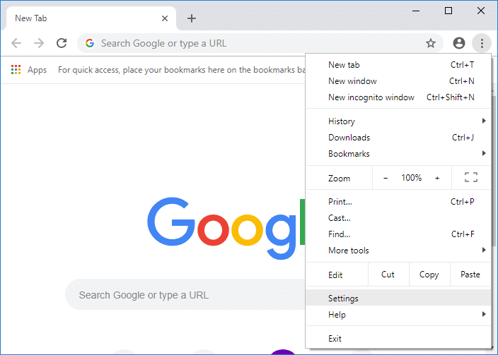 [その他]ボタンをクリックし、[Chrome の設定]をクリックします。