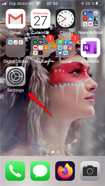 iPhone の設定アプリ