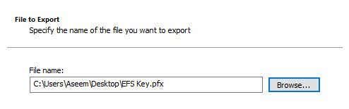 efs キーのエクスポート