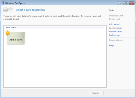 Windows 7 のカードスペース
