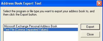 アドレス帳を Outlook Express にエクスポートする