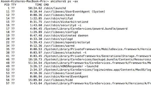 ps コマンド os x