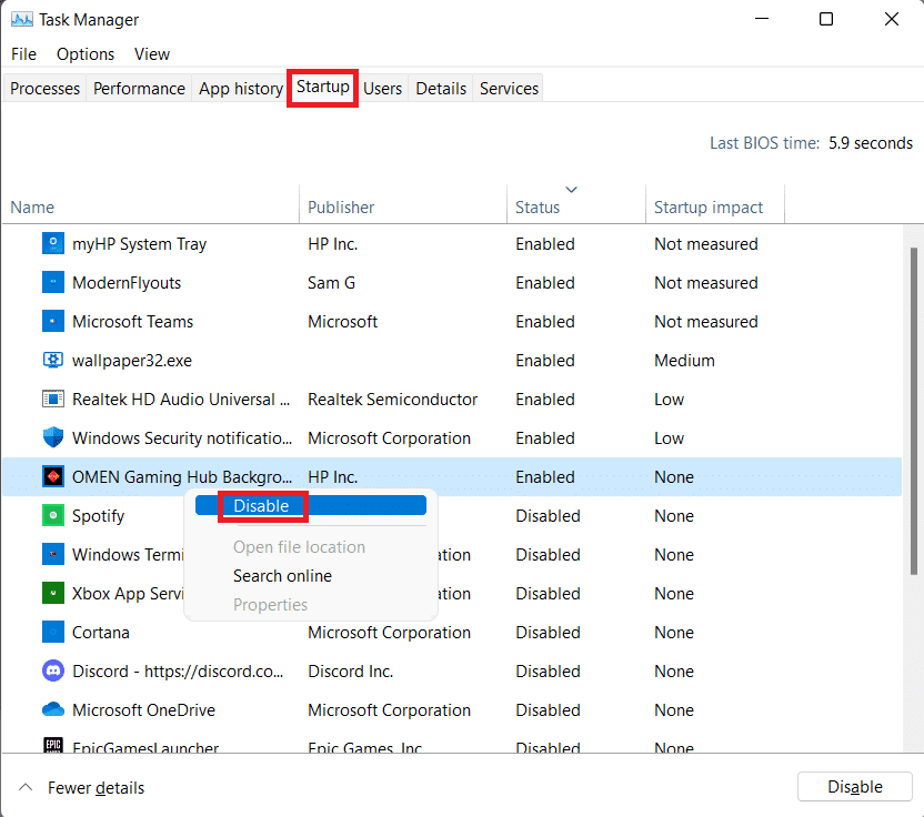 タスク マネージャーの[スタートアップ]タブからアプリケーションを無効にします。  Windows 11 でスタートアップ プログラムを無効にする方法