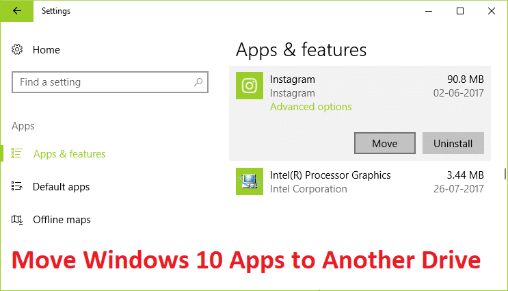 Windows 10 アプリを別のドライブに移動する方法