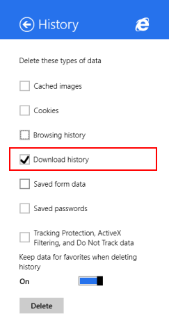 Internet Explorer, Windows 8.1, アプリ, 削除, 閲覧履歴, データ