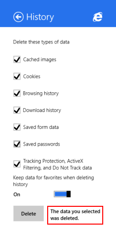 Internet Explorer, Windows 8.1, アプリ, 削除, 閲覧履歴, データ