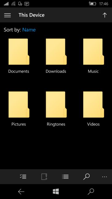 Windows 10 Mobile、Bluetooth、受信、ファイル、検索