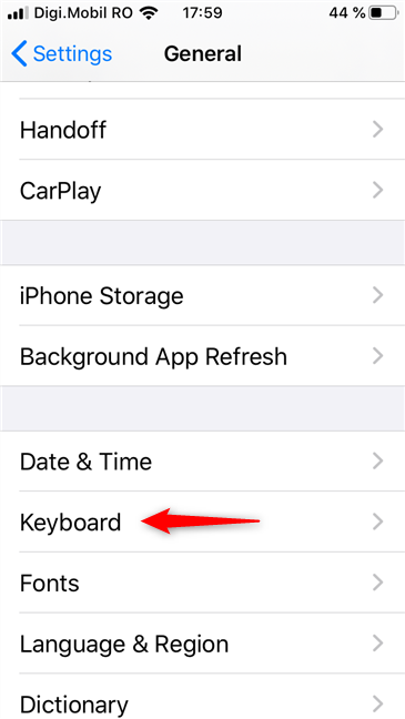 iPhone のキーボード設定