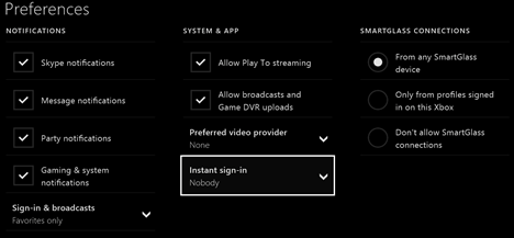 Xbox One、インスタント ログイン、自動、ログイン