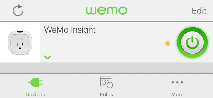 iPhone用wemoアプリ