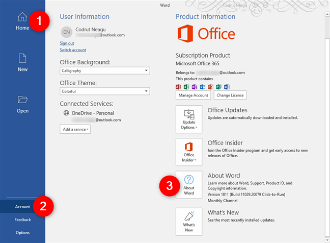 Office 365 Word の[概要]セクション