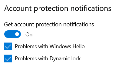 Windows セキュリティ - アカウント保護通知