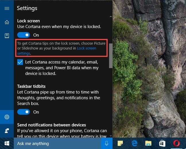 Windows 10、Cortana、ロック画面、有効化、使用