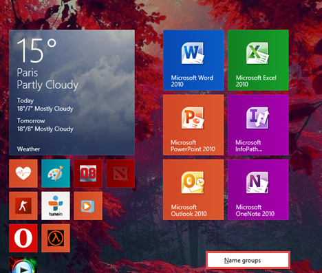 グループ、ショートカット、Windows 8.1