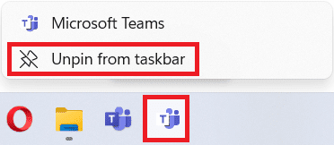 タスクバーから Teams アイコンのピン留めを外す