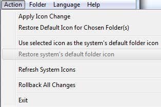 フォルダのブックマーク メニュー