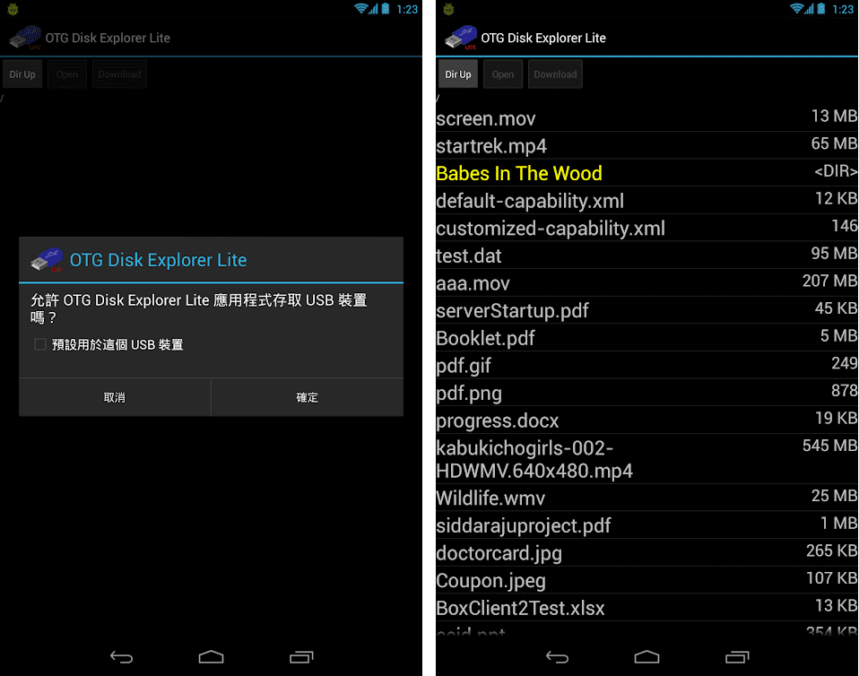 OTG Disk Explorer Lite を使用する