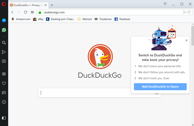 DuckDuckGo を Opera に追加する