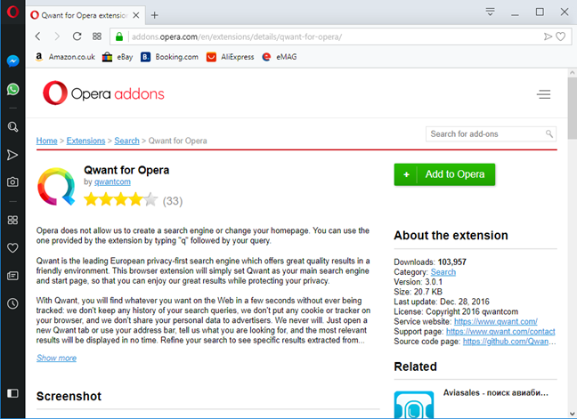 Qwant を Opera に追加する