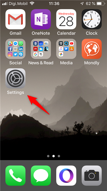 iPhone 画面の設定アイコン