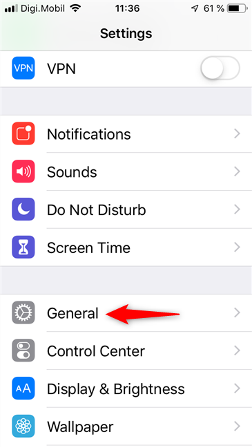 iPhone の一般設定