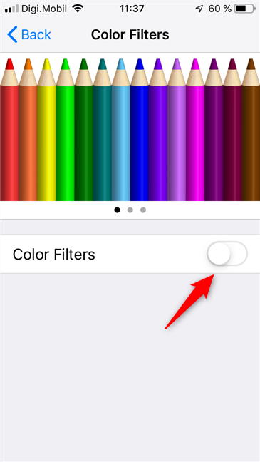 iOS でカラー フィルターを無効にする