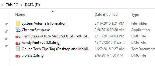 Windows 上の Mac データ