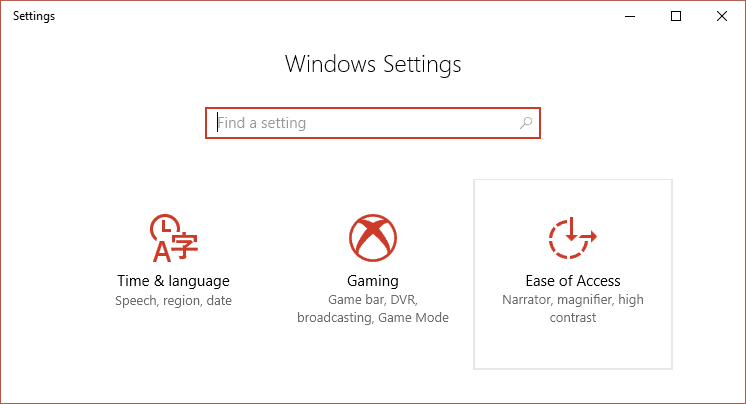 Windows の設定から簡単操作を選択