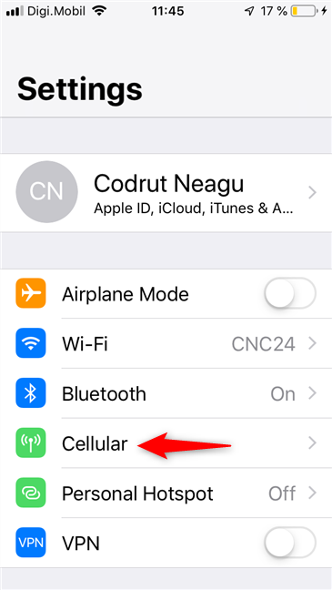 iPhoneのセルラー設定