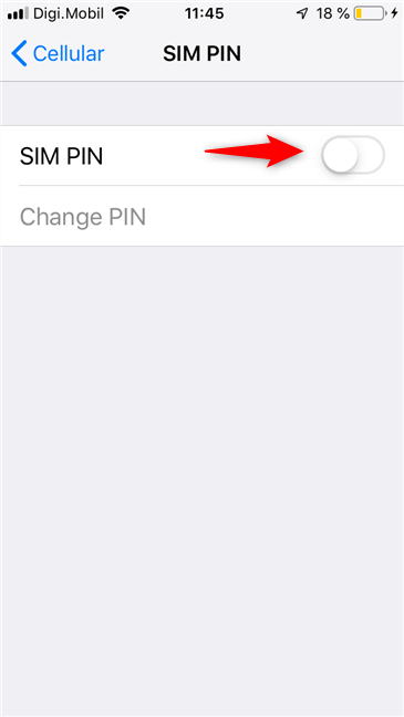iPhone の SIM PIN スイッチ