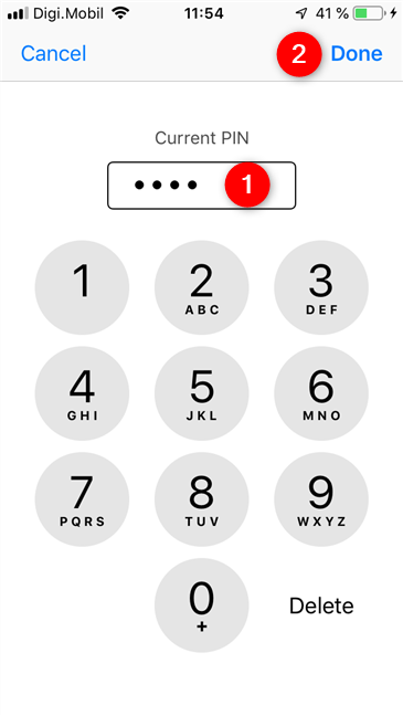 iPhone で SIM カードの現在の PIN を入力する